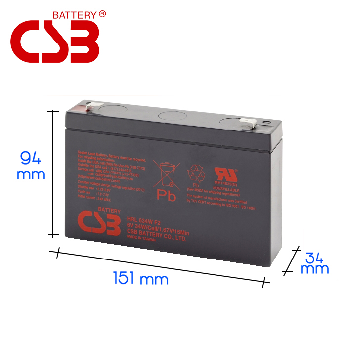 Batteria CSB HRL634W 6V - Clicca l'immagine per chiudere