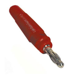 Spina a banana 4mm, guaina gomma rossa Spina a banana 4mm, guaina gomma rossa