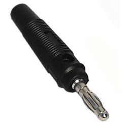 Spina a banana 4mm, guaina gomma nera Spina a banana 4mm, guaina gomma nera