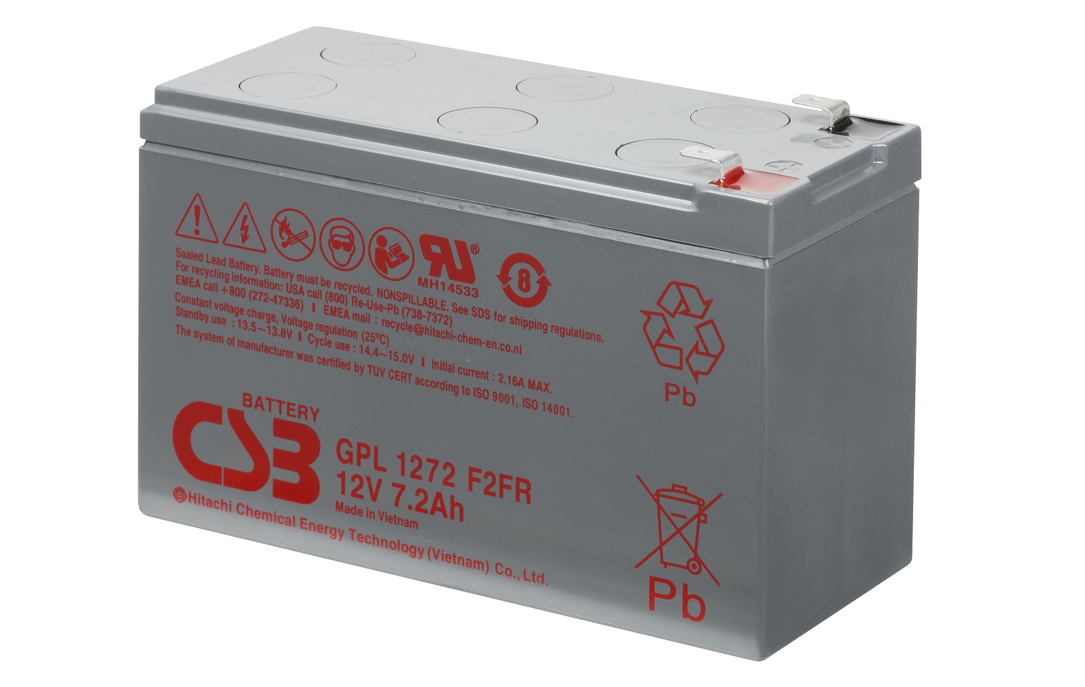 Batteria CSB GPL1272F2 12V 7,2Ah - Clicca l'immagine per chiudere