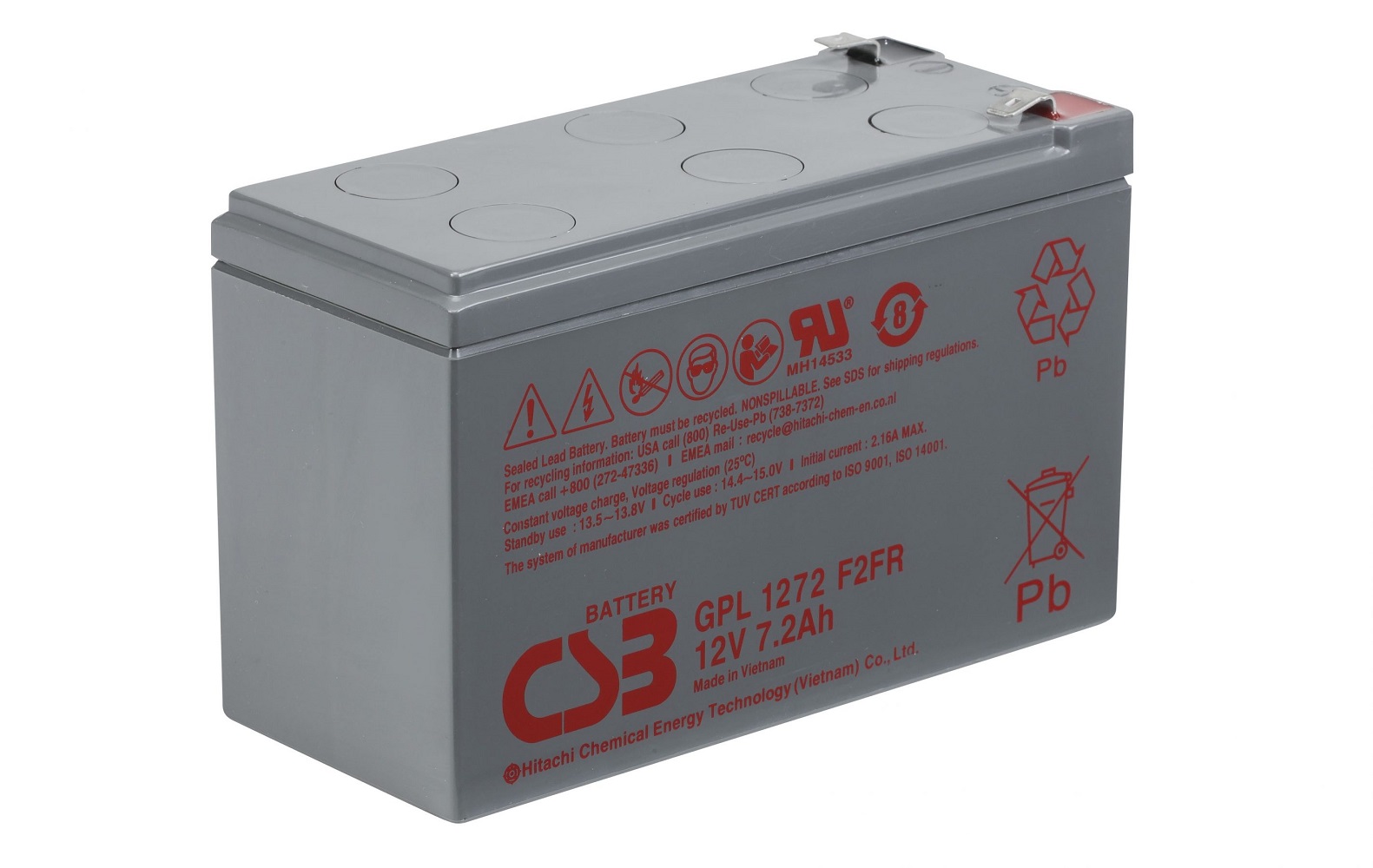 Batteria CSB GPL1272F2 12V 7,2Ah - Clicca l'immagine per chiudere