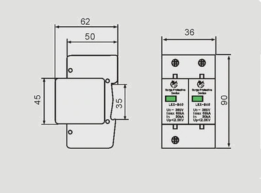 Scaricatore di sovratensione monofase 2posti DIN max80KA 275V