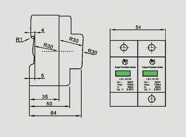 Scaricatore di sovratensione monofase 3posti DIN max100KA 275V