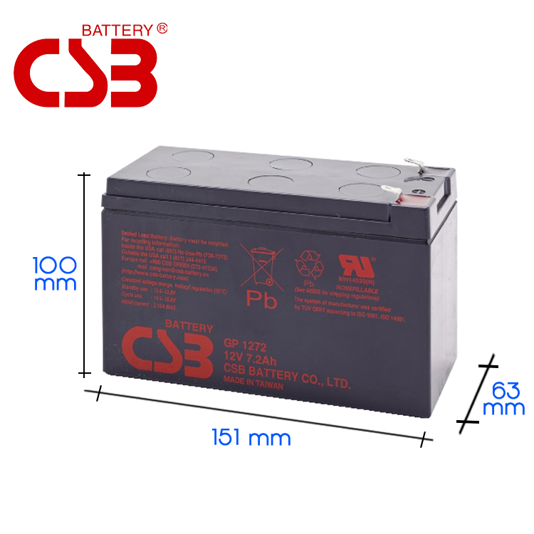 Batteria CSB GP1272F2 7,2Ah - Clicca l'immagine per chiudere