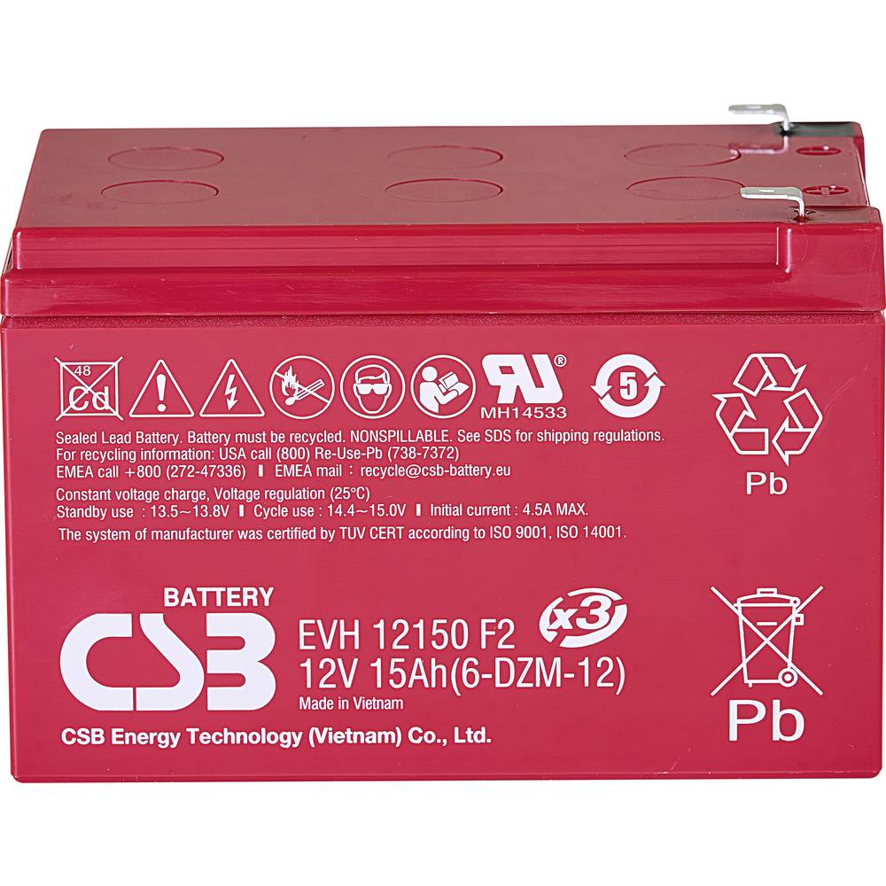 Batteria CSB EVH12150 12V 15Ah CICLICA - Click Image to Close