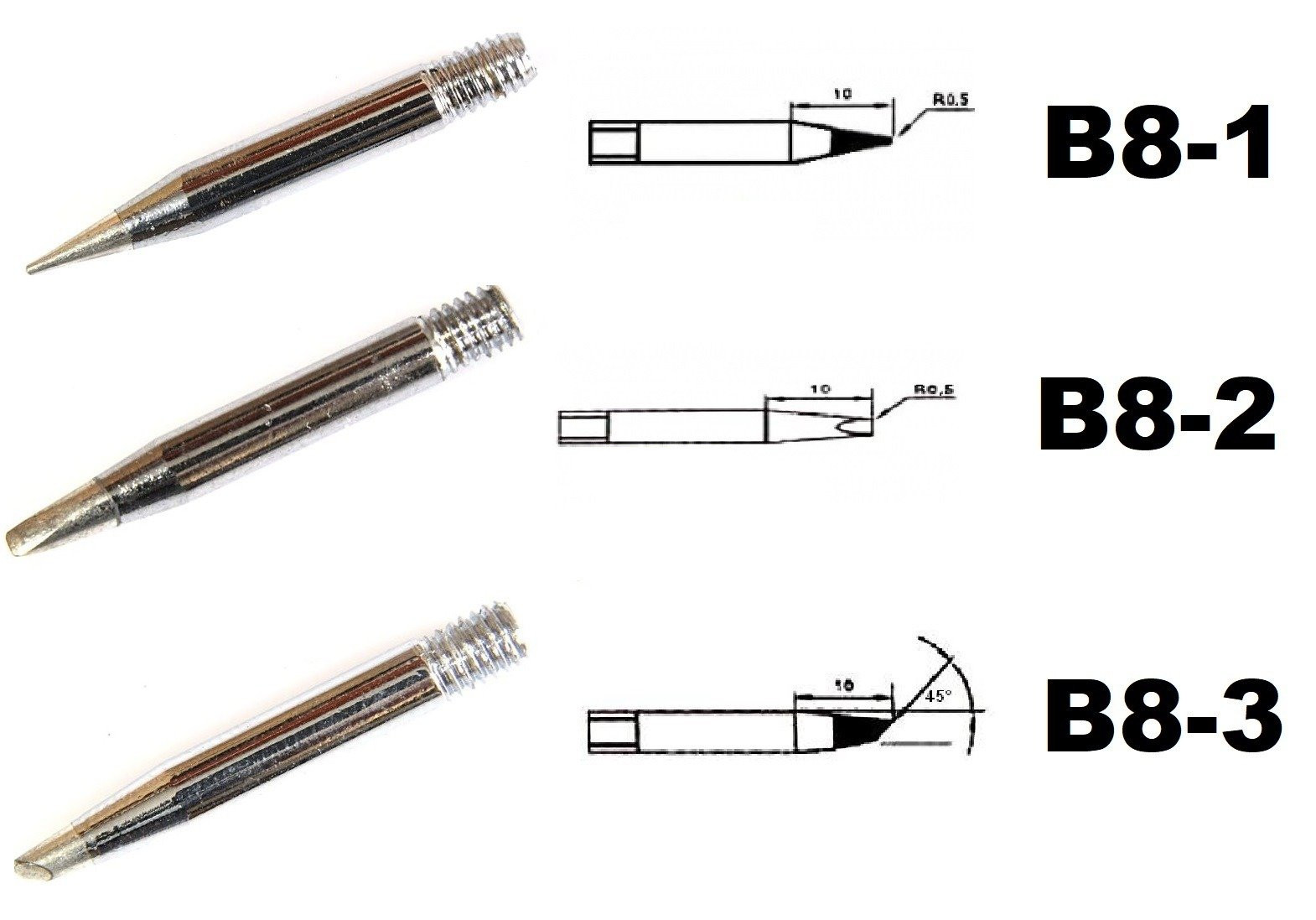 B8-3 Punta D.2.0MM TAGLIO 45 per LKR50 ZD-708 - Click Image to Close