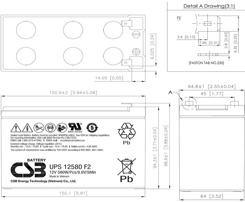 Batteria CSB UPS12580 12V