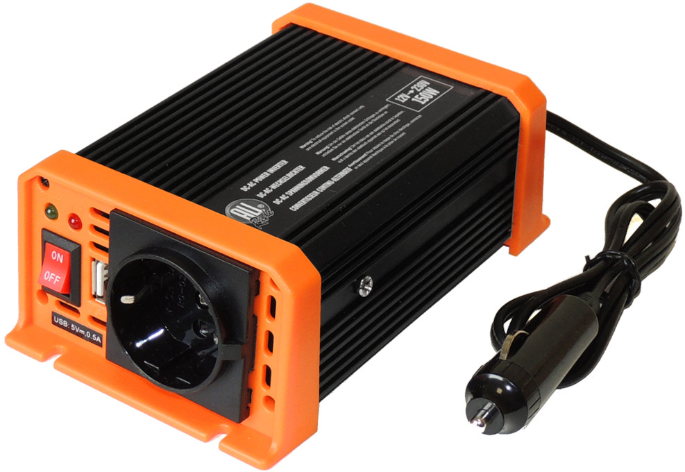 Inverter da auto 12V DC 230V AC 150W con uscita USB All Ride - Clicca l'immagine per chiudere