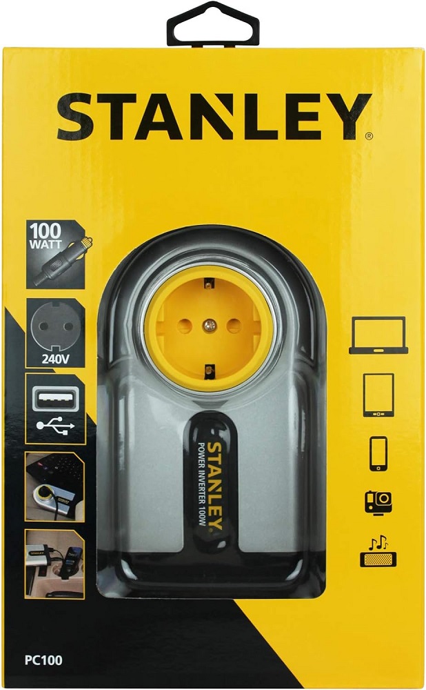 Inverter da auto 12V DC 240V AC 100W con uscita USB Stanley - Click Image to Close