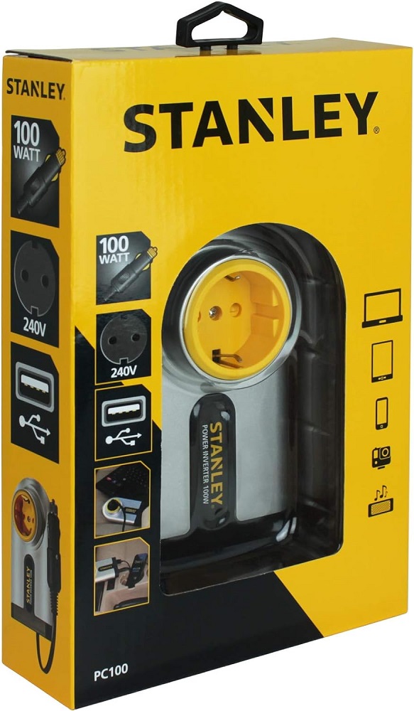 Inverter da auto 12V DC 240V AC 100W con uscita USB Stanley