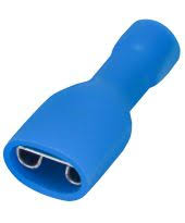 Faston femmina isolato 6.3mm blu 1.5-2.5mm confezione 100pz Faston femmina isolato 6.3mm blu 1.5-2.5mm confezione 100pz